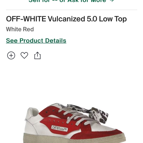 OFF-WHITE Vulcanized 5.0 Low Top Men’s Size 10 / 43